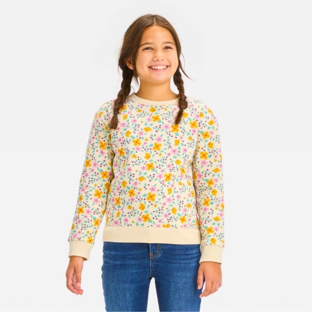 Cat and Jack Graphic pullover sweatshirt floral - Picture 1 of 4
